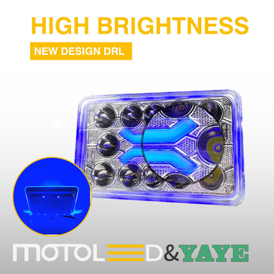 DC12V Cg125 125cc Dual Color White Amber Glass Lampshade LED Headlights 4x6 inch