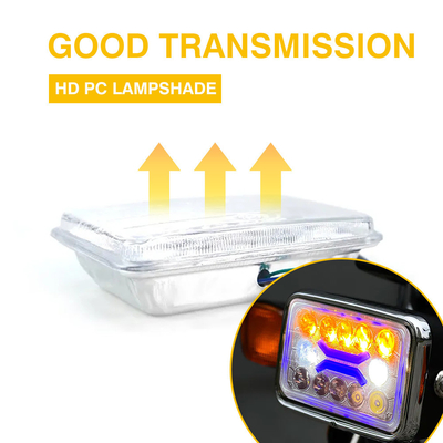 DC12V Cg125 125cc Dual Color White Amber Glass Lampshade LED Headlights 4x6 inch