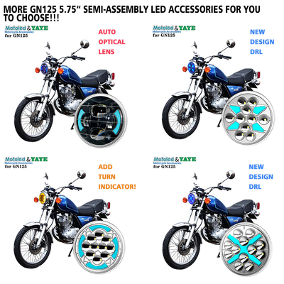 5.75 Inch GN125 Motorcycle Headlight High Low Beam and Blue DRL for Optimal Visibility
