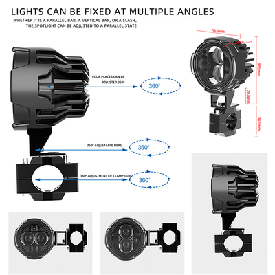 120W IP68 Motorcycle External LED Spotlight 6500K Aviation Aluminum Parts Waterproof