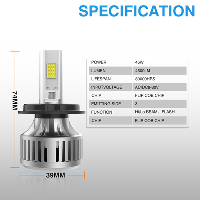 4500k Color Temperature YAYE 80V 4500LM High Power H4 Motorcycle Headlight