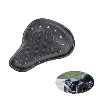 Black Motorcycle Front Driver Leather Pillow Solo Seat Cushion for Harley Custom Chopper Sportster Bobber Honda Yamaha Kawasaki