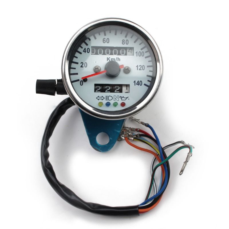 New Retro Modified 12v Three Light Two Mileage LED Digital Instrument Display Waterproof Motorcycle Speedometer